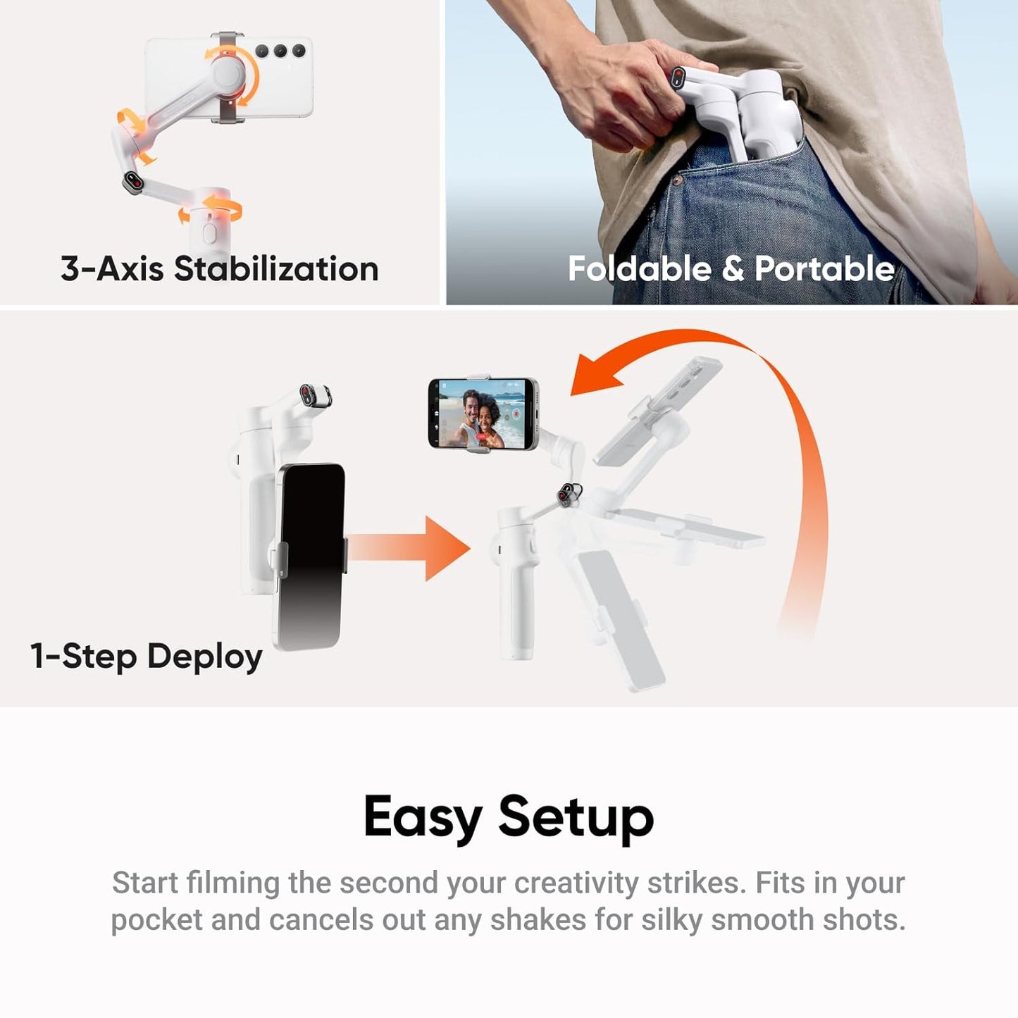 Miss Cool Insta360 Flow Plus AI Tracker Bundle White - Foldable Phone Gimbal, AI Tracking with Any App, Multi-Person Tracking, Built-in Tripod, Remote Control, iPhone/Android Stabilizer, Travel & Vlog