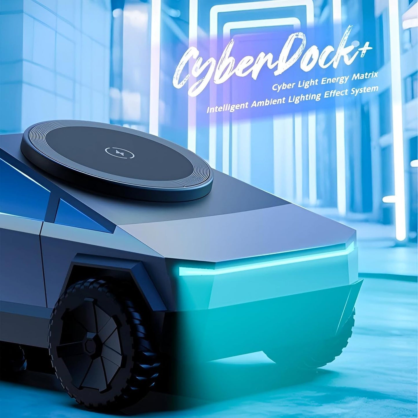 Cybertruck 3 in 1 Wireless Charger Fast Charging Dock for Phone Watch & Earbuds 15W Magnetic Stand Futuristic Design Safe & Travel Friendly